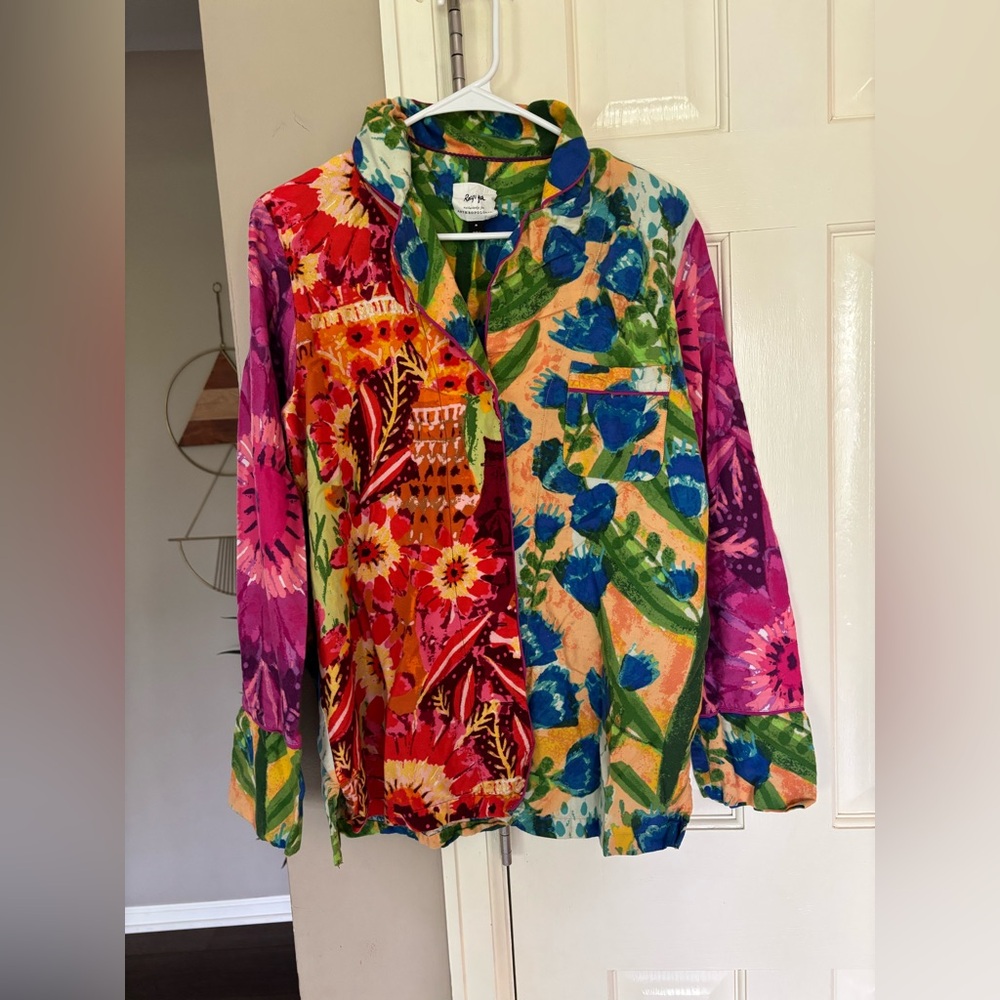 Roeqiya Fris Garden Bloom Flannel Pajama Top Anthropologie Size M Nightshirt